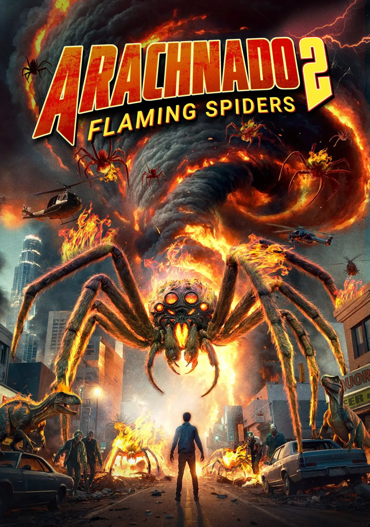 Movie poster "Arachnado 2: Flaming Spiders"