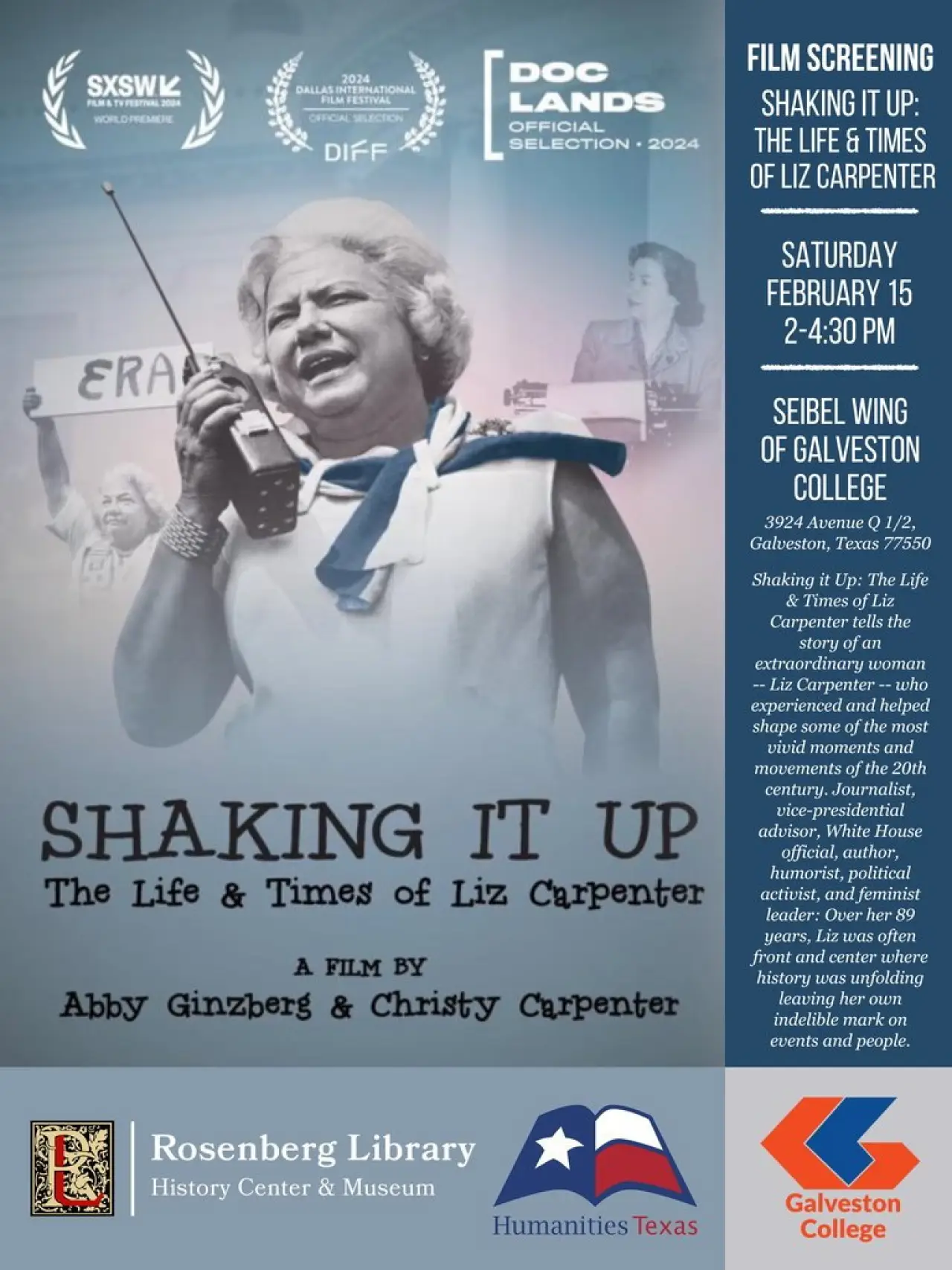 Movie poster "Shaking It Up: The Life and Times of Liz Carpenter"