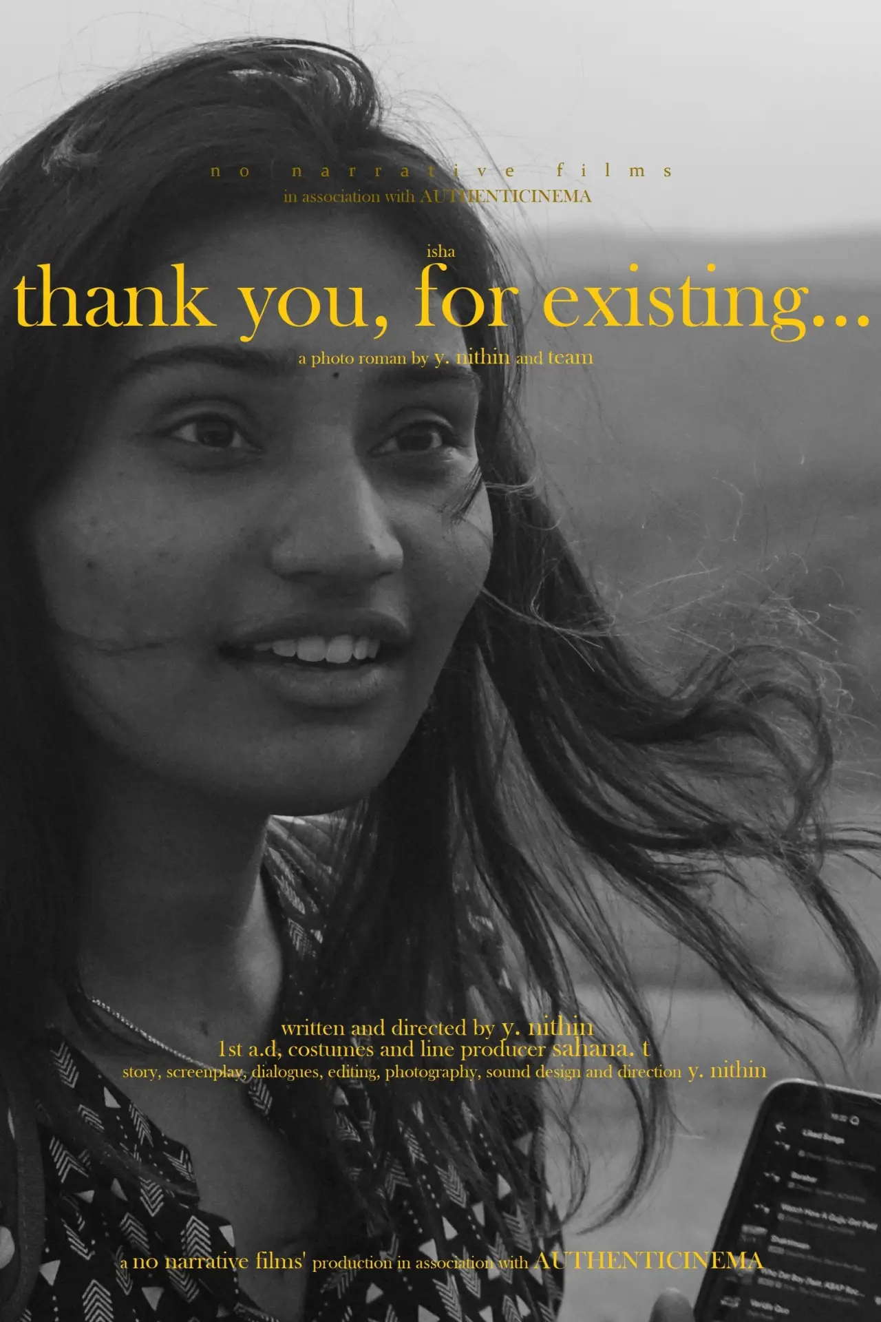 Movie poster "thank you, for existing..."