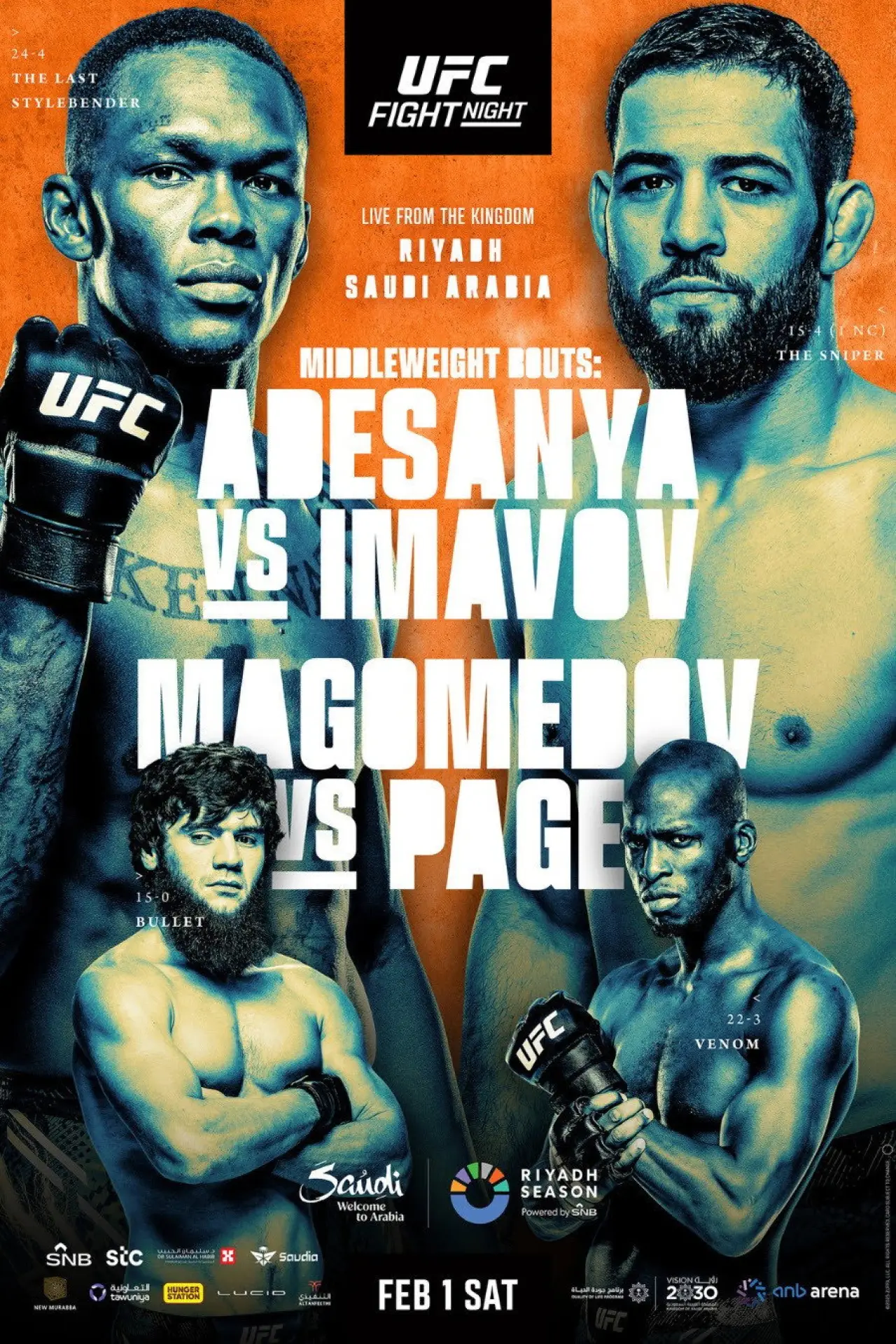 Movie poster "UFC Fight Night 250: Adesanya vs. Imavov"
