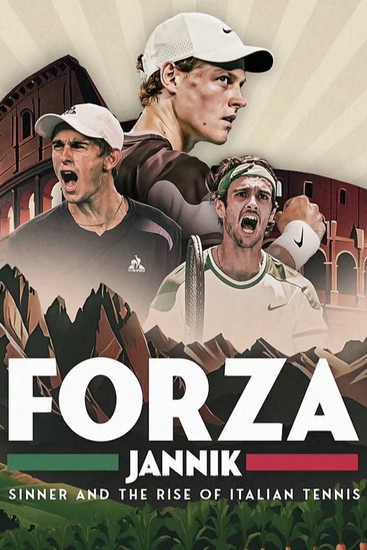 Movie poster "Forza Jannik: Sinner and the Rise of Italian Tennis"