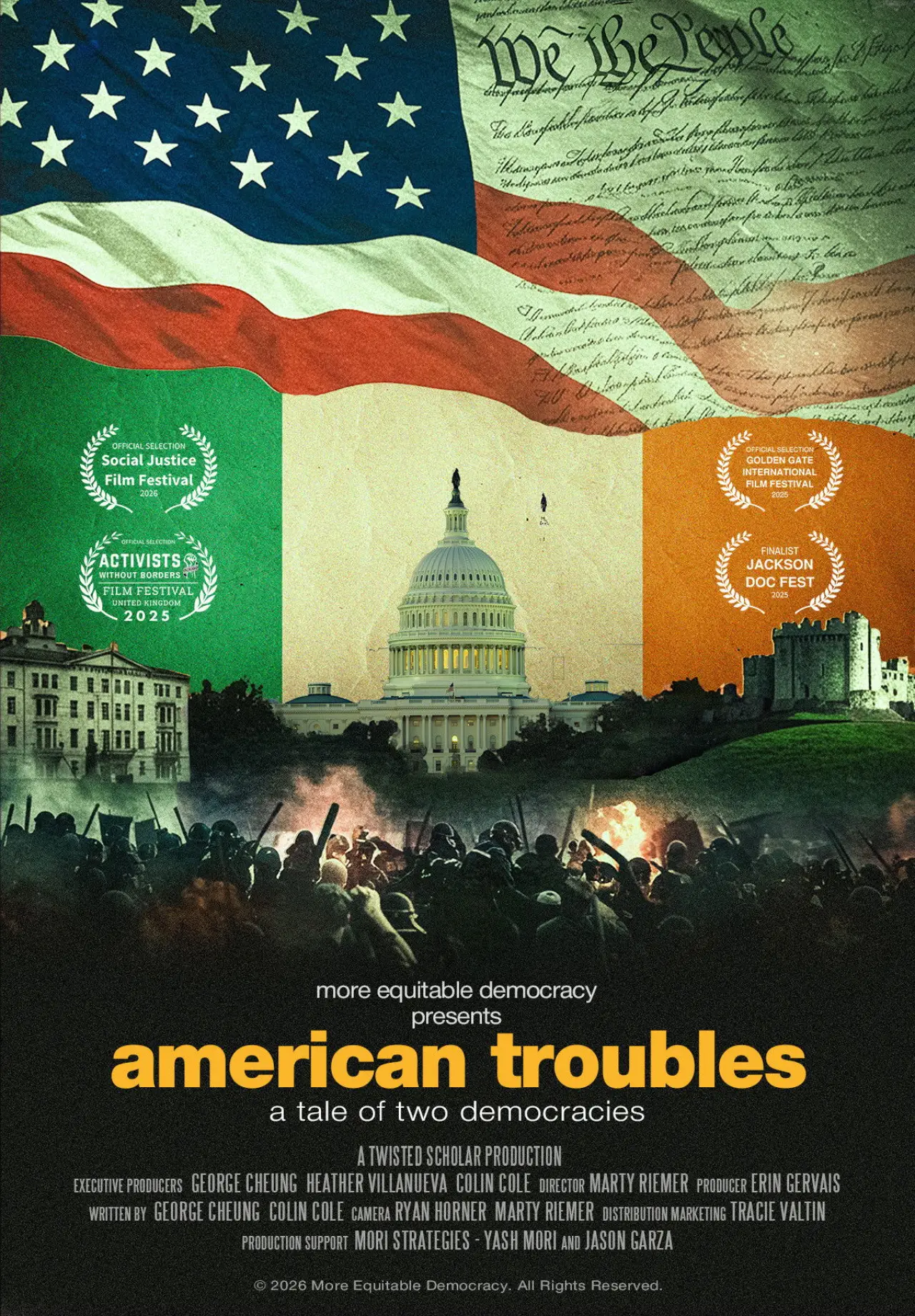 Movie poster "American Troubles: A Tale of Two Democracies"