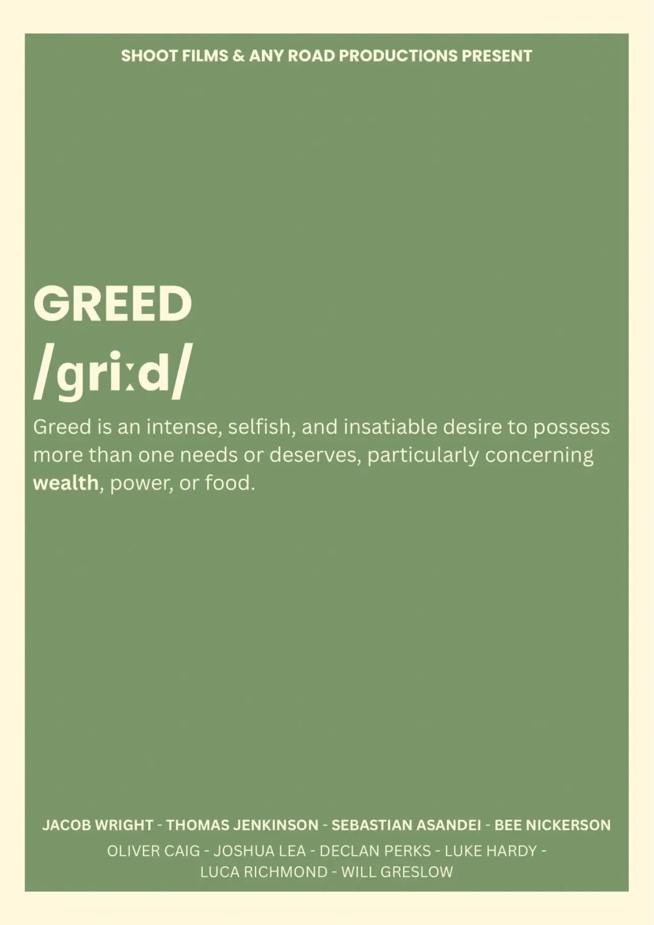 Movie poster "GREED"