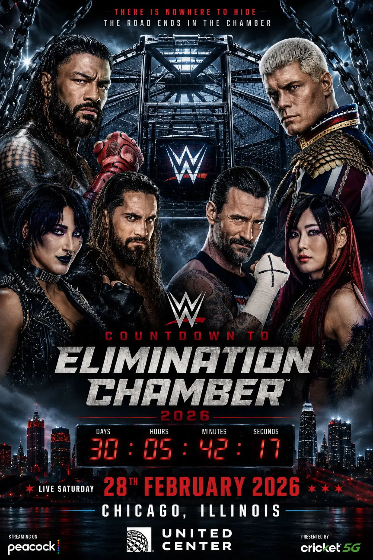 Movie poster "Countdown to Elimination Chamber 2026"