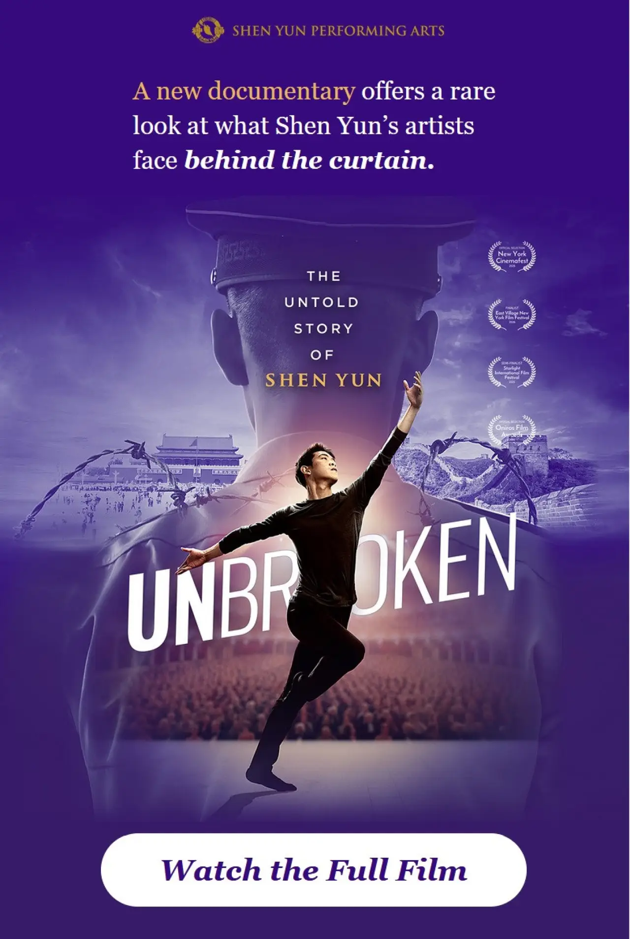 Movie poster "UNBROKEN: The Untold Story of Shen Yun"