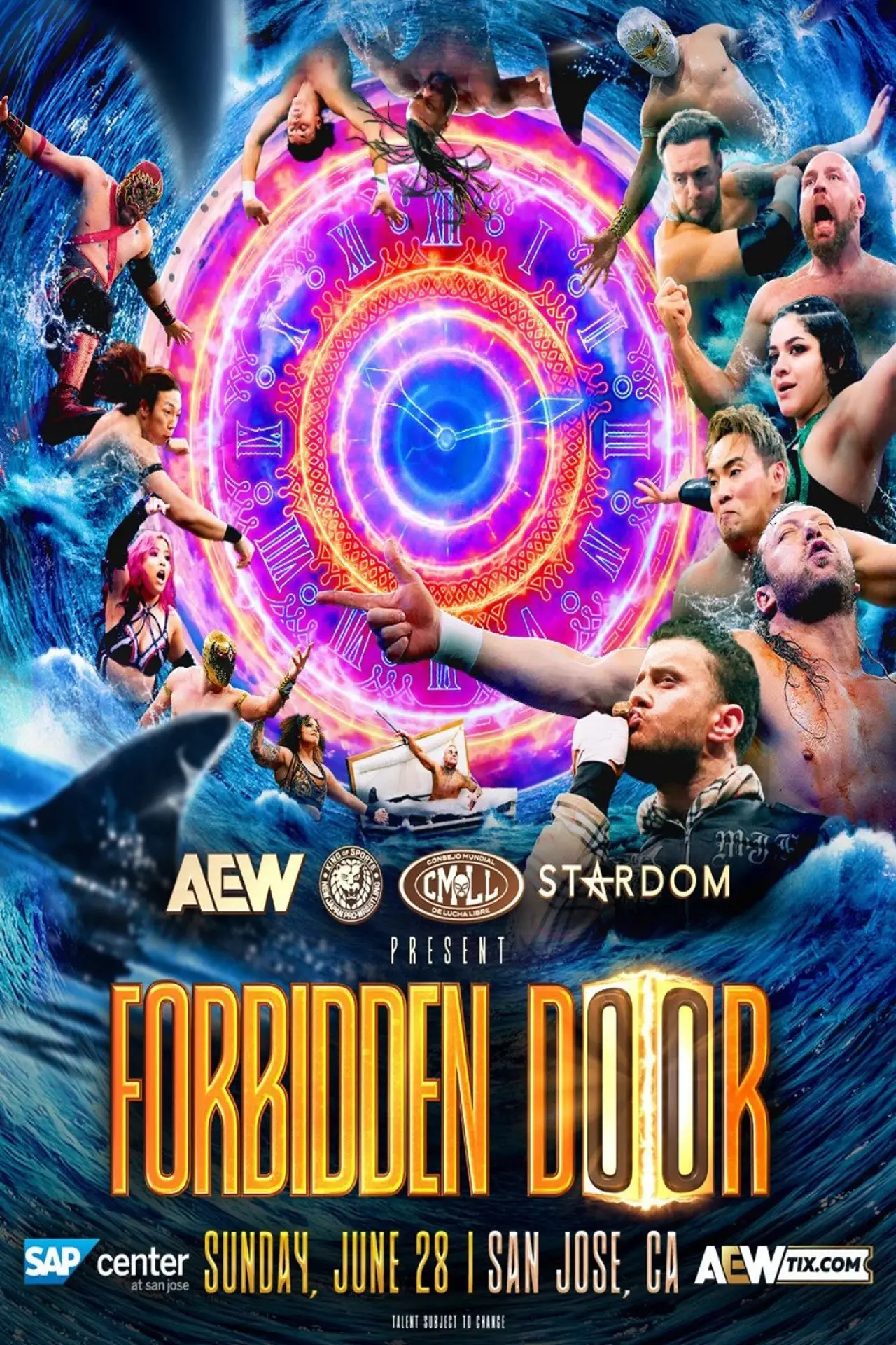 Movie poster "AEW x NJPW x CMLL x Stardom Present Forbidden Door 2026"