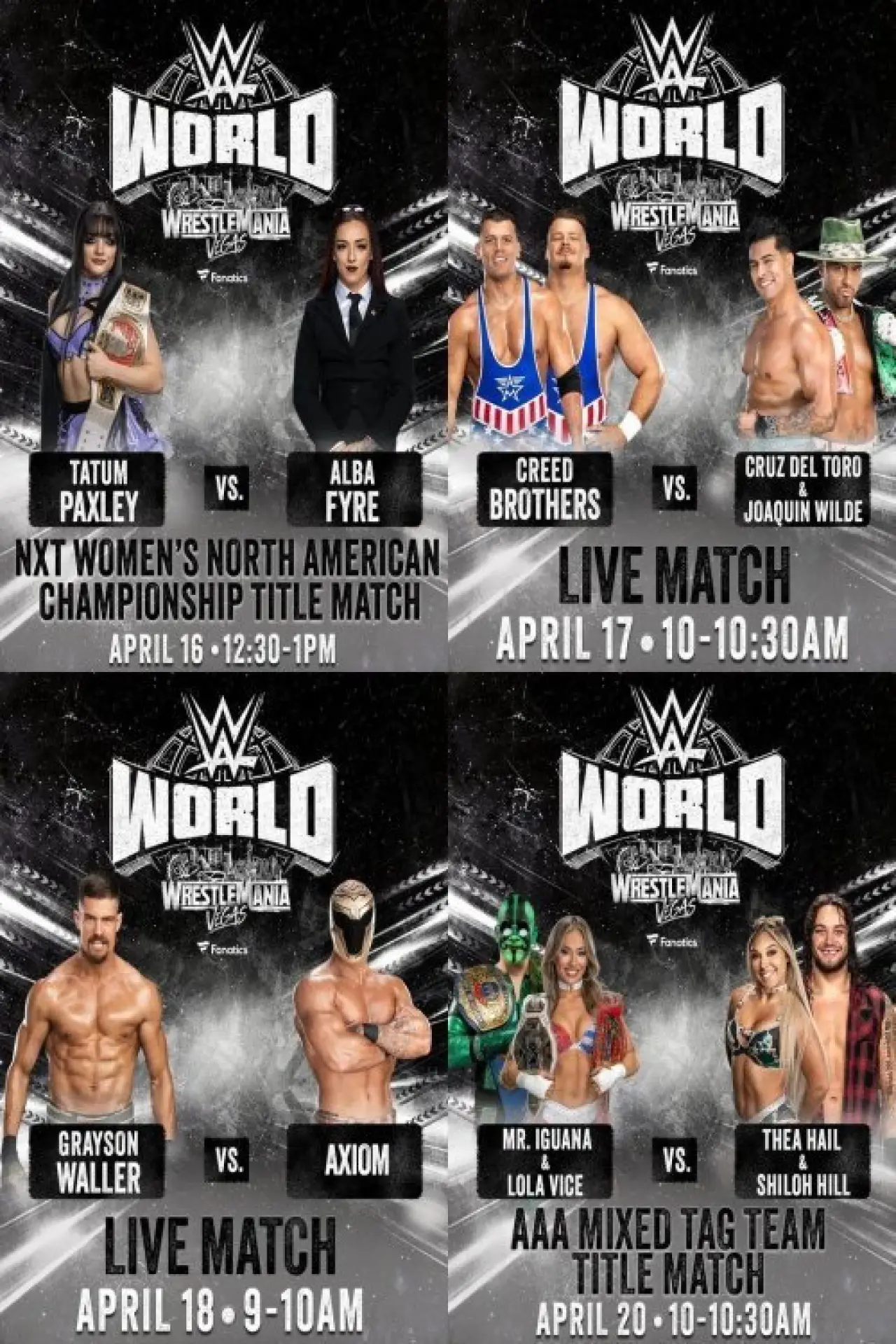 Movie poster "LIVE matches from WWE World: April 16, 2026"