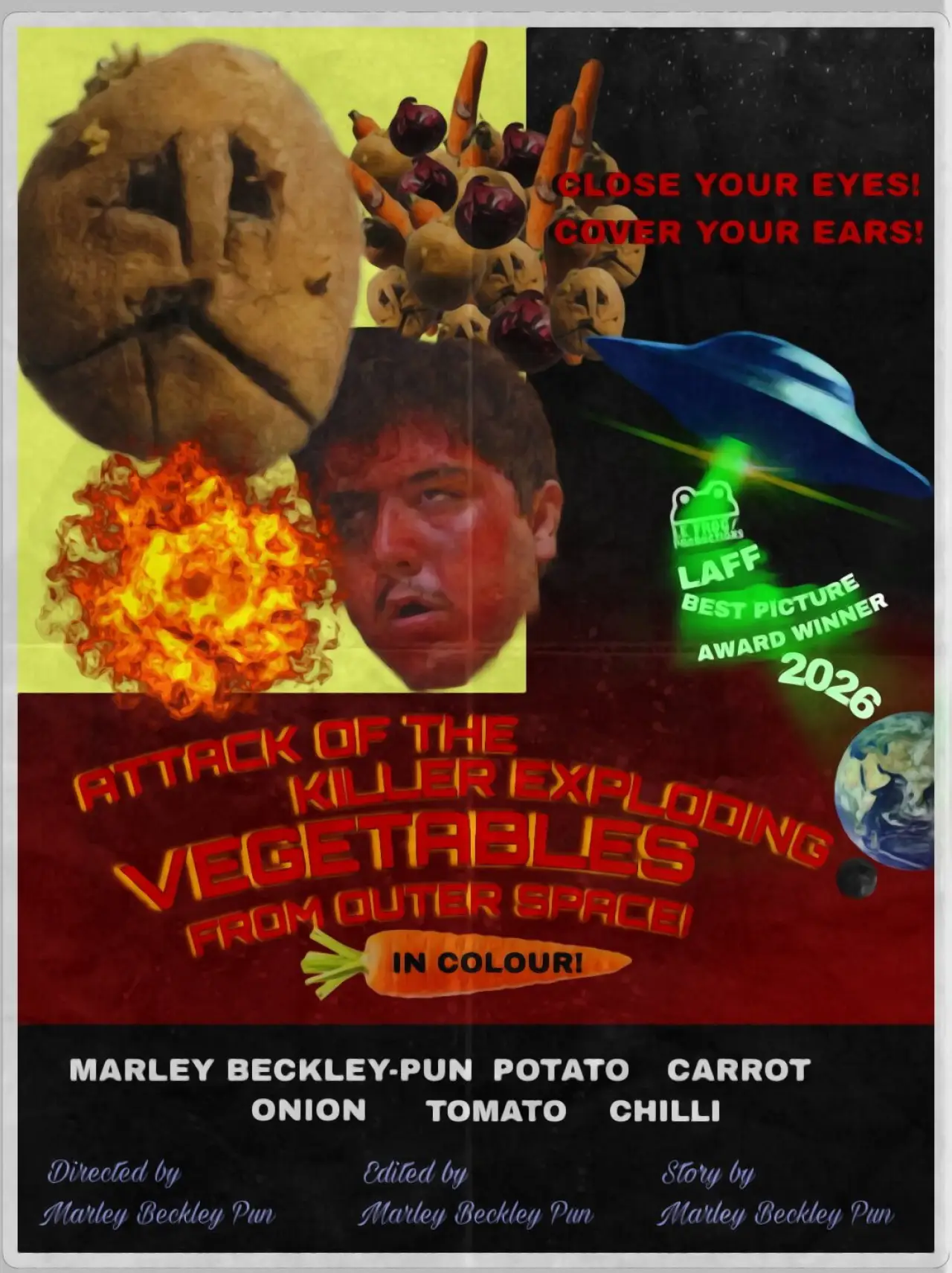 Movie poster "Attack of the Killer Exploding Vegetables From Outerspace!"