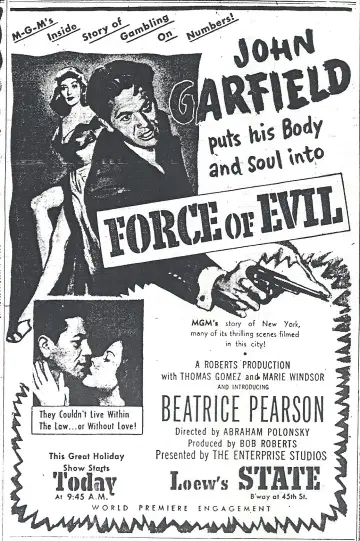 Poster to the movie "Force of Evil" #1100073
