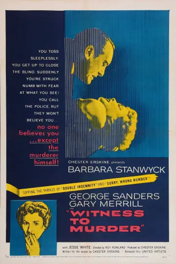 Poster to the movie "Witness to Murder" #1619864