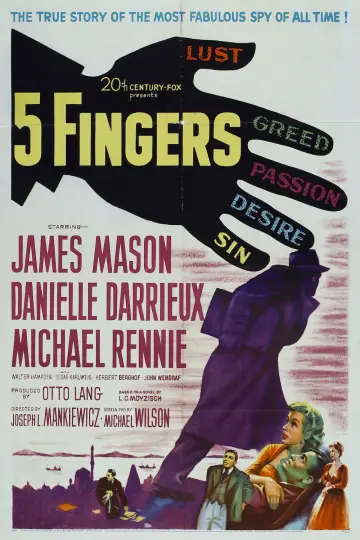 Poster to the movie "5 Fingers" #1124880