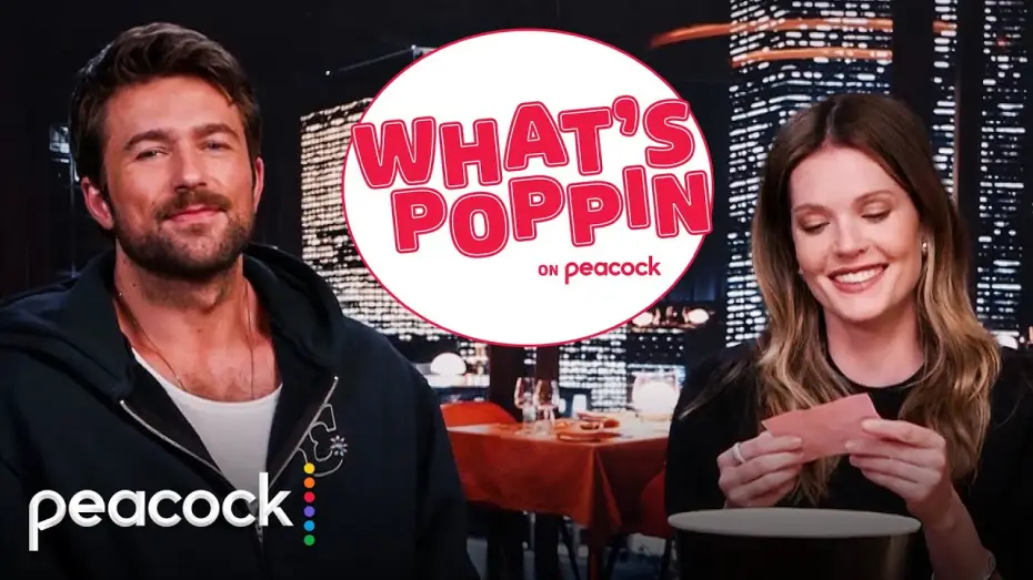 Video for the film Drop — Meghann Fahy and Brandon Sklenar Talk Movie Nights & Favorite Genres! - What’s Poppin