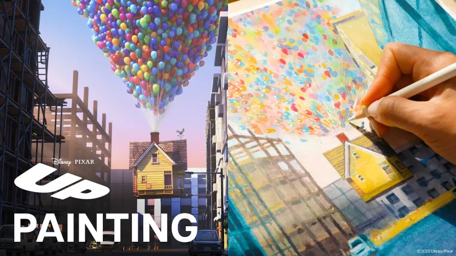 Video for the film Up — Carl's House in Watercolor | Painting Pixar