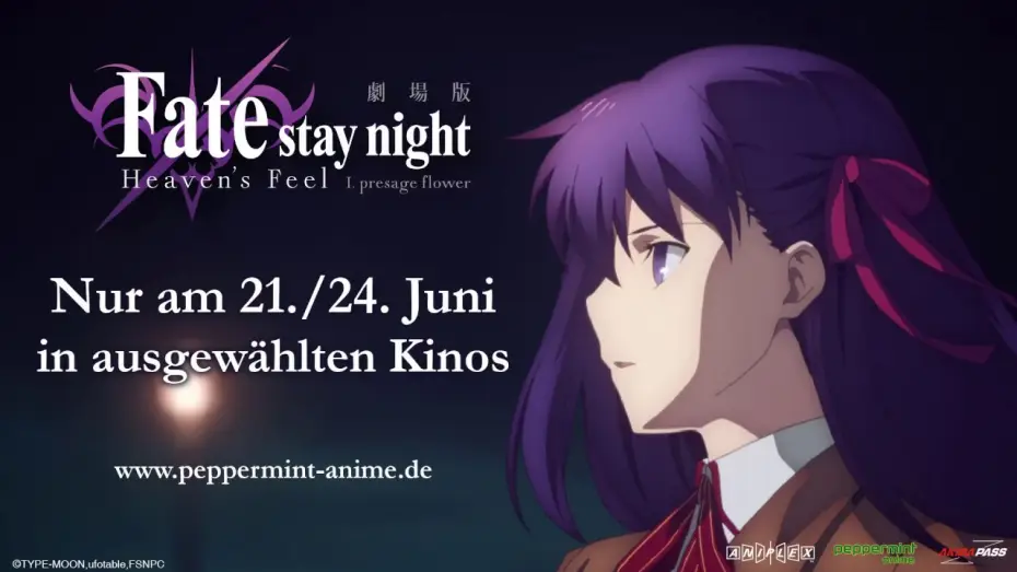 Video for the film Fate/stay night: Heaven's Feel I. Presage Flower — Fate/stay night [Heavens Feel] I. presage flower - Trailer (Deutsch)