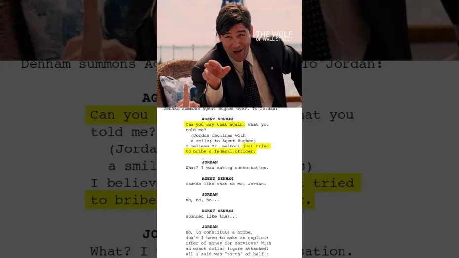 Video for the film The Wolf of Wall Street — From the page to the screen, not always exactly as it was written!