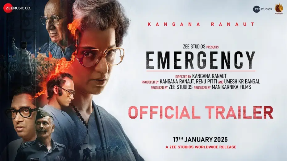 Video for the film Emergency — Emergency - Official Trailer | Kangana Ranaut, Anupam K, Shreyas T, Milind S | In Cinemas 6th Sept