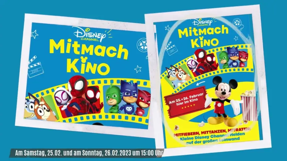 Video for the film Disney Channel Mitmachkino — Disney Channel Mitmachkino im Capitol | Am Sa,. 25.02. & am So., 26.02.2023