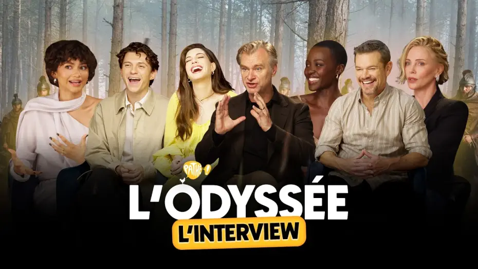 Video for the film The Odyssey — L'INTERVIEW - L'ODYSSÉE (Matt Damon, Tom Holland, Anne Hathaway, Zendaya, Christopher Nolan...)