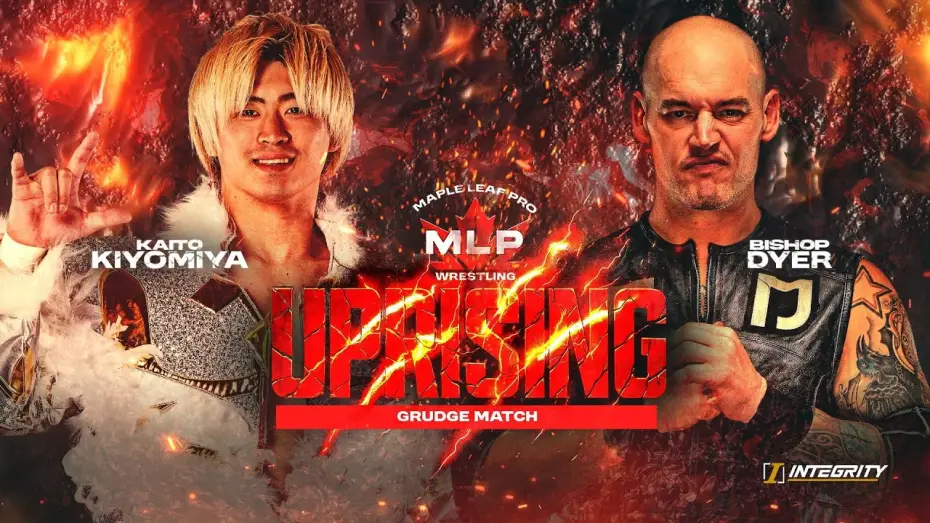 Video for the film Maple Leaf Pro Wrestling: Uprising 2026 — Grudge Match Kaito Kiyomiya vs.  Bishop Dyer |  MLP Uprising