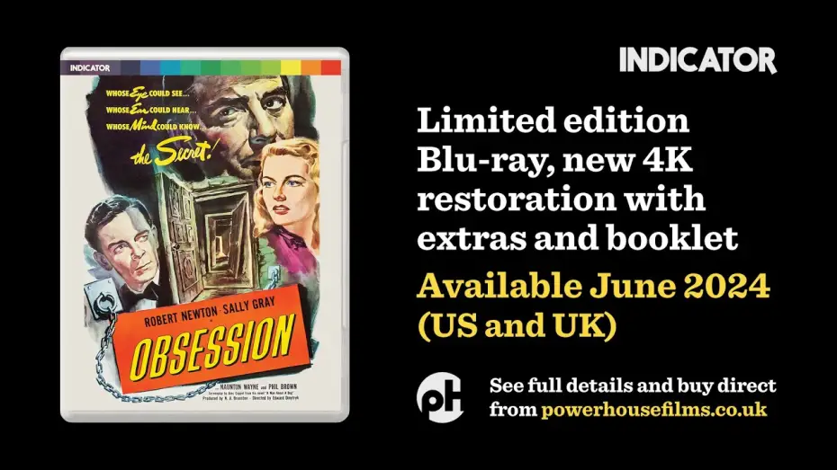 Video for the film Obsession — OBSESSION (Edward Dmytryk, 1949) short excerpt from new Indicator 4K restoration, now on Blu-ray