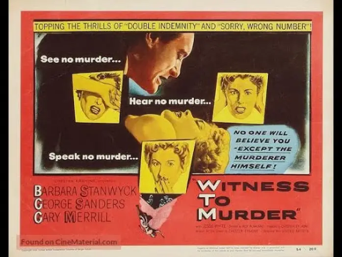 Video for the film Witness to Murder — Witness To Murder 1954) Trailer