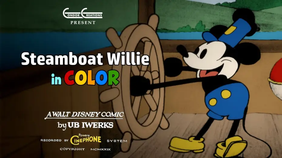 Video for the film Steamboat Willie — Steamboat Willie In Color (Full Animated Short)