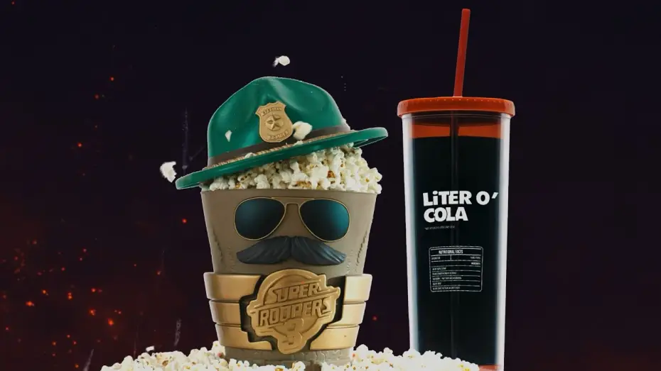 Video for the film Super Troopers 3: Winter Soldiers — Purchase the Popcorn Bucket and Liter* O'Cola Cup
