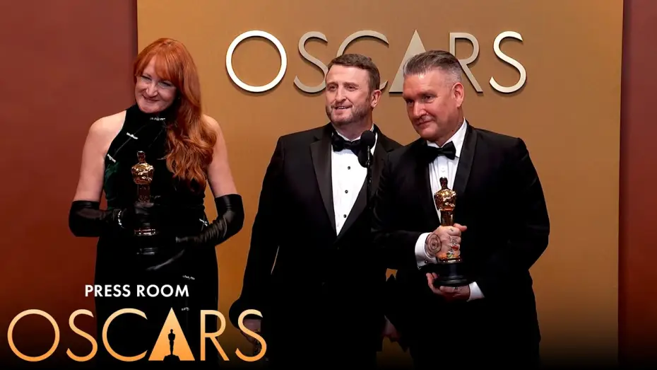 Video for the film Frankenstein — Frankenstein Best Makeup and Hairstyling Press Room Speech | 98th Oscars (2026)