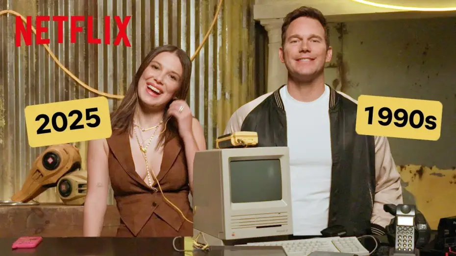 Video for the film The Electric State — Chris Pratt Tests Millie Bobby Brown's Knowledge on 90s Tech