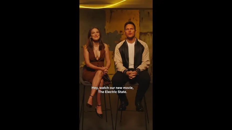 Video for the film The Electric State — Millie Bobby Brown and Chris Pratt React to The Electric State Teaser