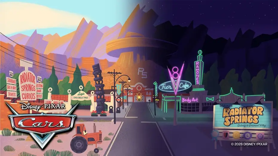 Video for the film Cars — Radiator Springs - Sunset to Sunrise Ambiance