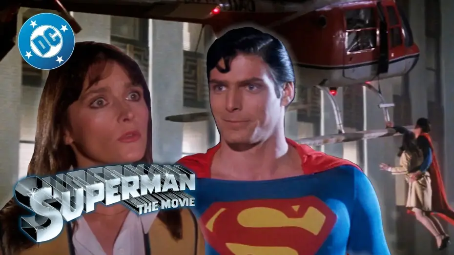 Video for the film Superman — catching a helicopter AND a baddie