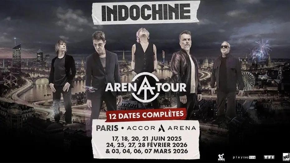 Video for the film Indochine - Arena Tour, le concert événement — Indochine Arena Tour, le concert évènement ! le 4 mars à 21h25 sur TMC !