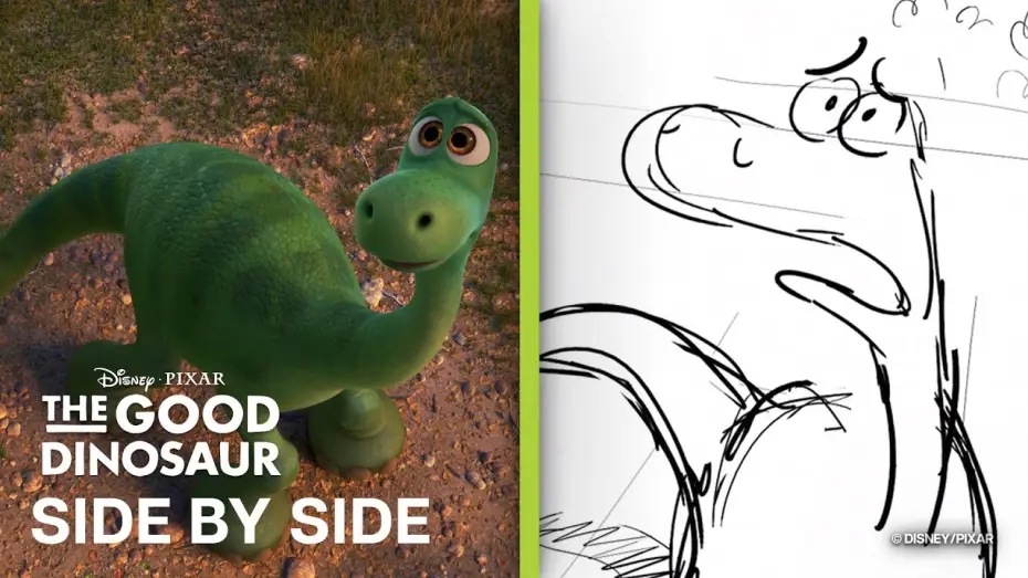 Video for the film The Good Dinosaur — The Good Dinosaur Side by Side | "The Storm" Scene | Storyboards vs. Film