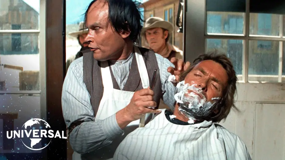 Video for the film High Plains Drifter — The Stranger's Iconic Barber Shop Showdown