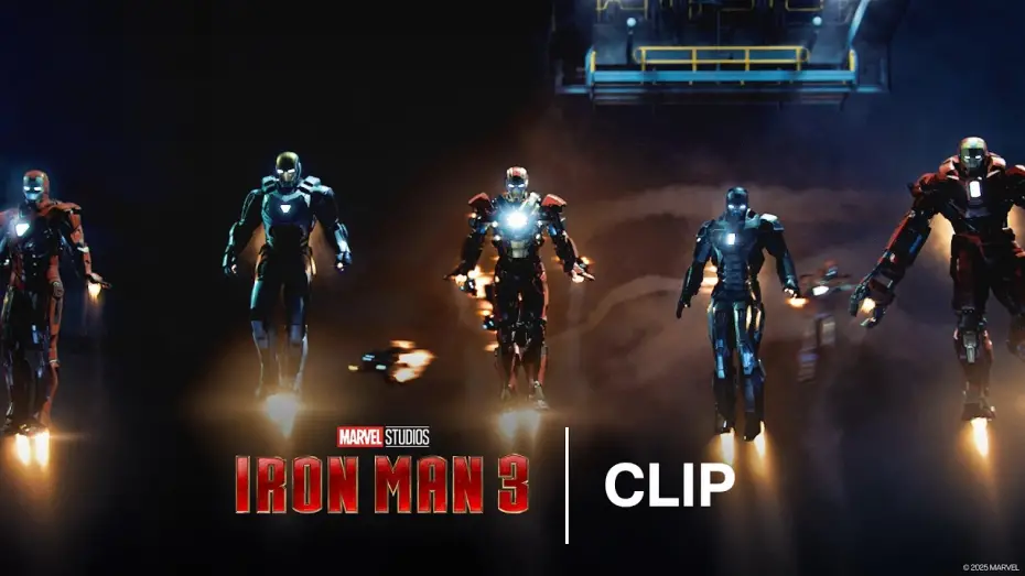 Video for the film Iron Man 3 — Iron Man Suits Save Tony and Rhodey - Official Clip
