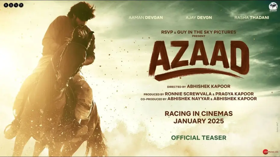 Video for the film Azaad — Azaad Official Teaser | Ajay D | Abhishek K | Aaman D | Rasha T | Ronnie S | Pragya K | Jan 2025