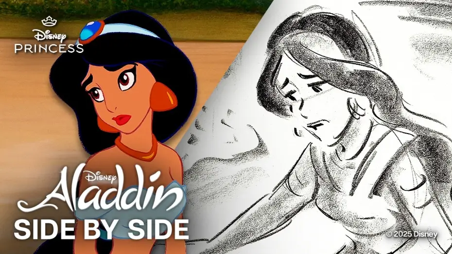 Video for the film Aladdin — Side by Side - "Maybe I Don't Want to Be a Princess" Scene - Storyboards vs. Film