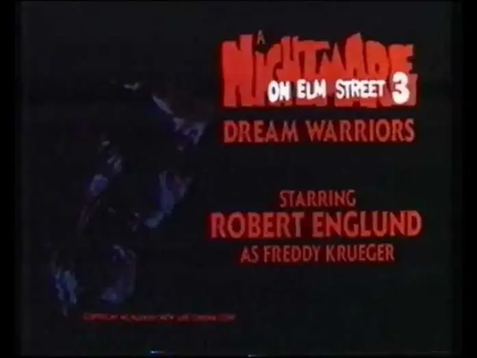 Video for the film A Nightmare on Elm Street 3: Dream Warriors — Koszmar z ulicy Wiązów 3 - Zwiastun PL VHS 1988r.