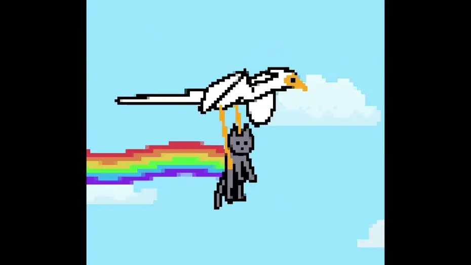 Video for the film Flow — Nyan cat but make it FLOW 🐈‍⬛ featuring Secretarybird and Cat