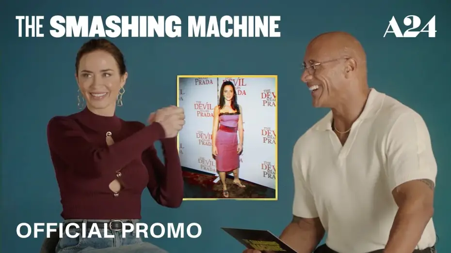 Video for the film The Smashing Machine — Dwayne Johnson and Emily Blunt Play 2000s Trivia