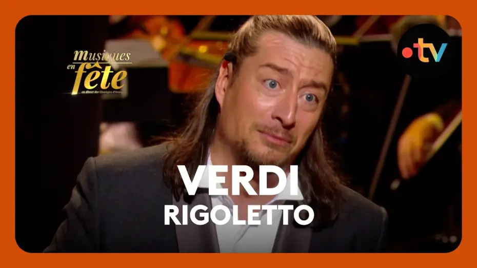 Video for the film Musiques en fête des Chorégies d'Orange — Verdi - Rigoletto, "Cortigiani, vil razza dannata" avec Jérôme Boutillier