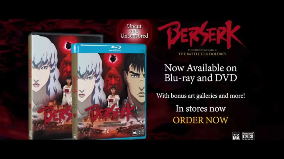 Video for the film Berserk: The Golden Age Arc II - The Battle for Doldrey — Extended Trailer [Blu-ray & DVD Avail. Now]
