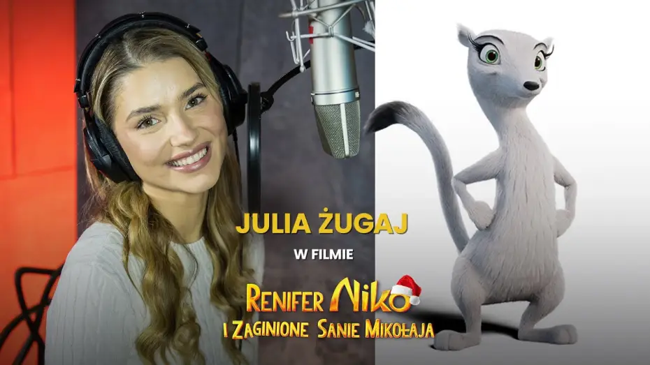 Video for the film Niko: Beyond the Northern Lights — Julia Żugaj w studio dubbingowym