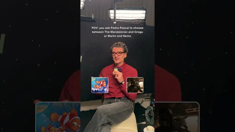 Video for the film The Mandalorian & Grogu — When you ask Pedro Pascal to choose between The Mandalorian and Grogu or Marlin and Nemo