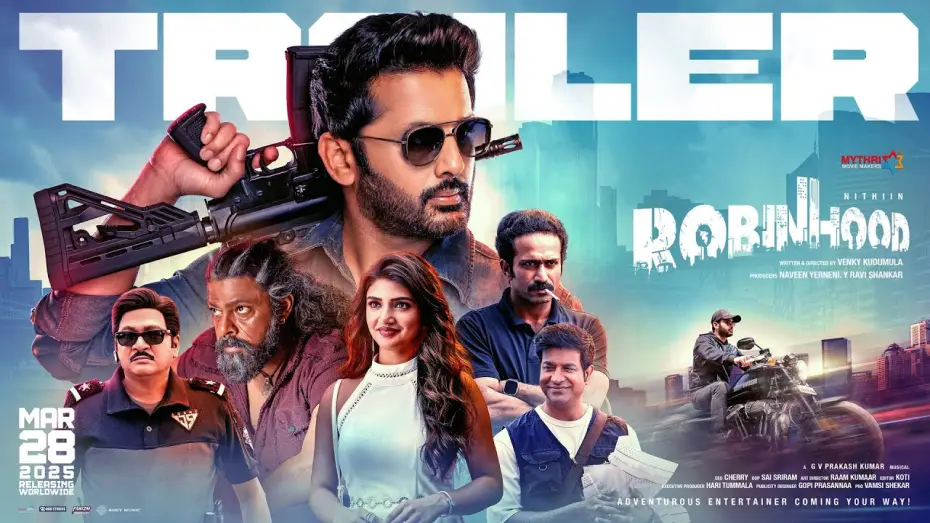 Video for the film Robinhood — Robinhood Official Trailer | Nithiin | Sreeleela | Venky Kudumula | GV Prakash | Mythri Movie Makers