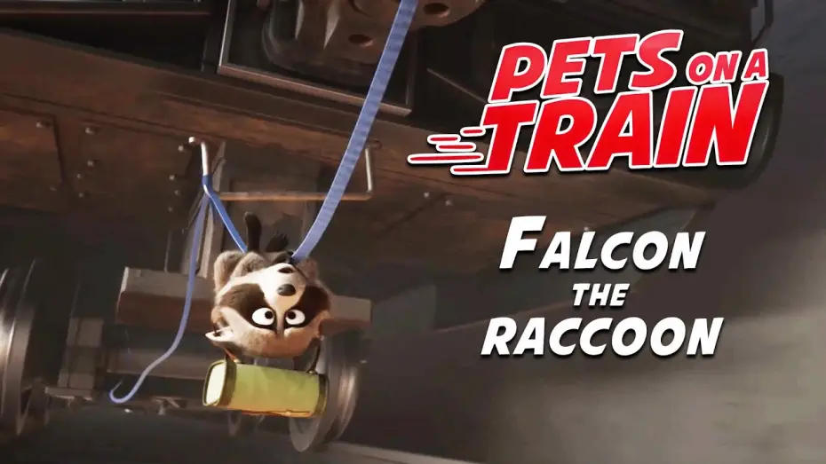 Video for the film Pets on a Train — Can Falcon the Raccoon Hero Save the Day?