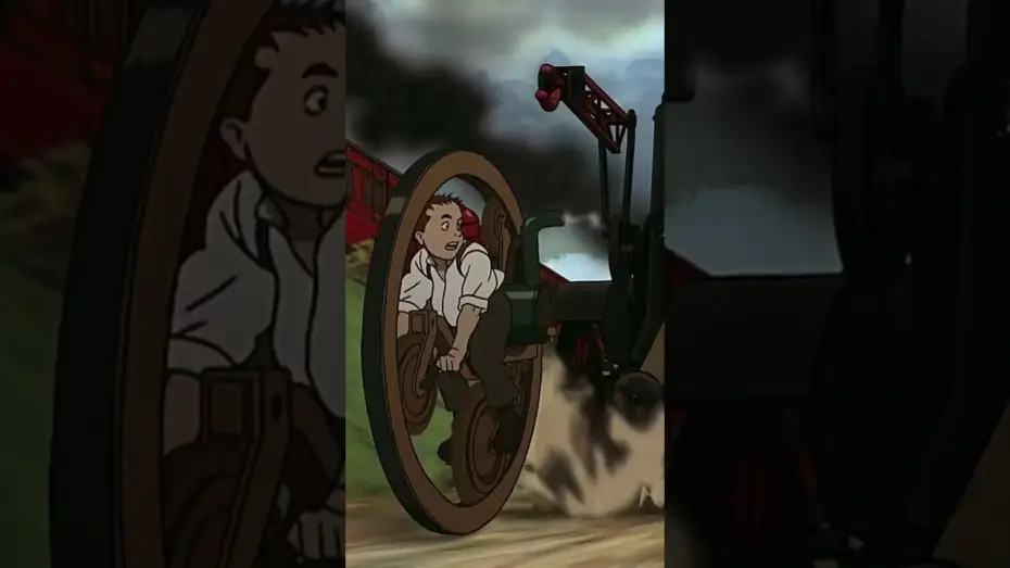 Video for the film Steamboy — Ray Tries to Escape a Sticky Situation on His Bike (Scene)