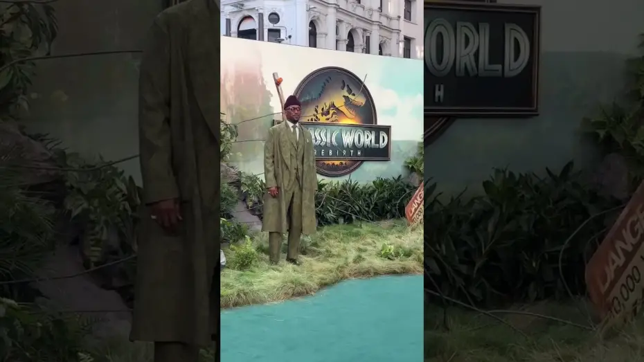 Video for the film Untitled Jurassic World Movie — Walking the Jurassic World Rebirth green carpet, it’s Mahershala Ali!
