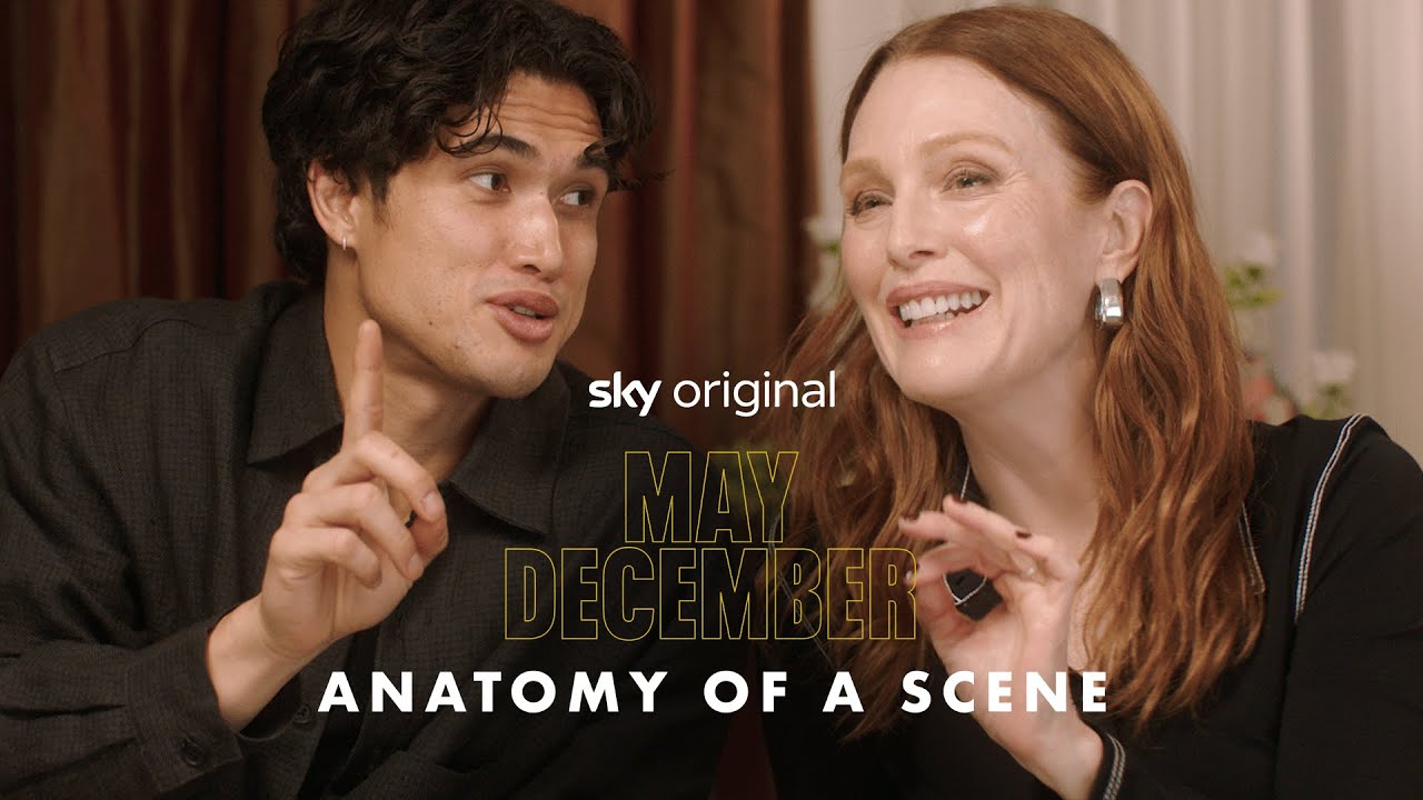 Video for the film May December — Charles Melton & Julianne Moore sit down to discuss THAT package scene!